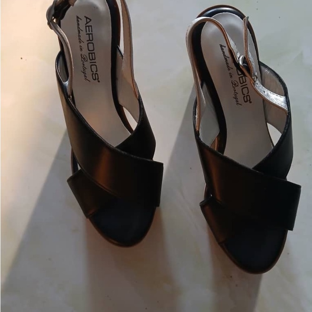 Black Women's Slingback Wedge Sandals